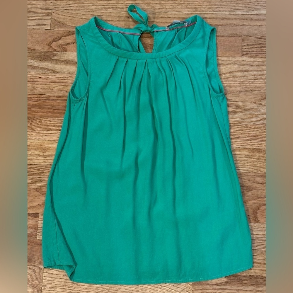 Boden Minty Green Sleeveless Pleated Tie-Back Blouse Size 6